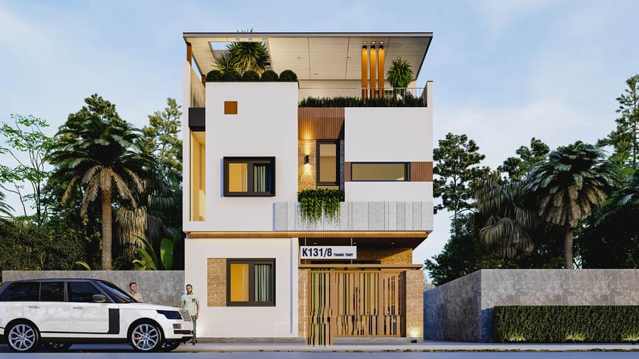 Biệt thự gác lửng thiết kế thông tầng