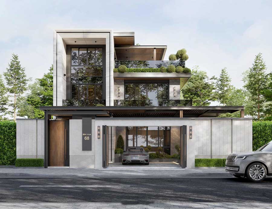 Biệt thự không gian mở với kính toàn cảnh