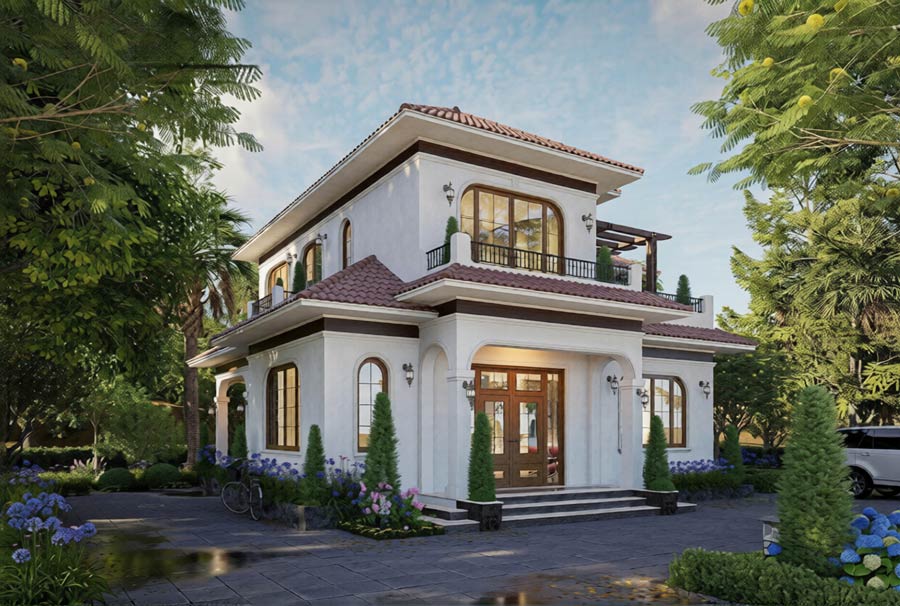 Thiết kế biệt thự kiểu Ý 2 tầng đẳng cấp