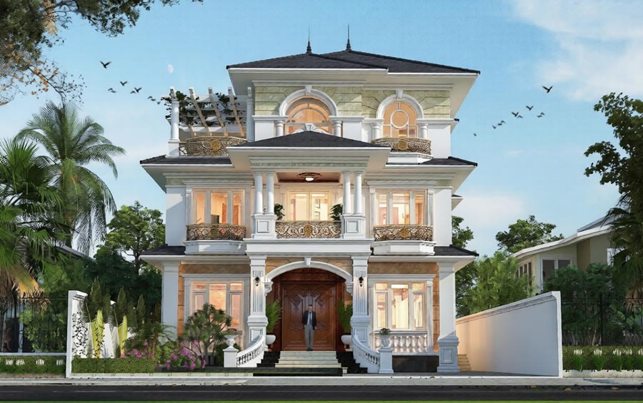 Mẫu biệt thự kiểu Ý 3 tầng sang trọng