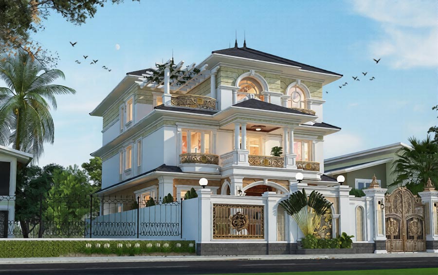 Mẫu biệt thự kiểu Ý 3 tầng sang trọng