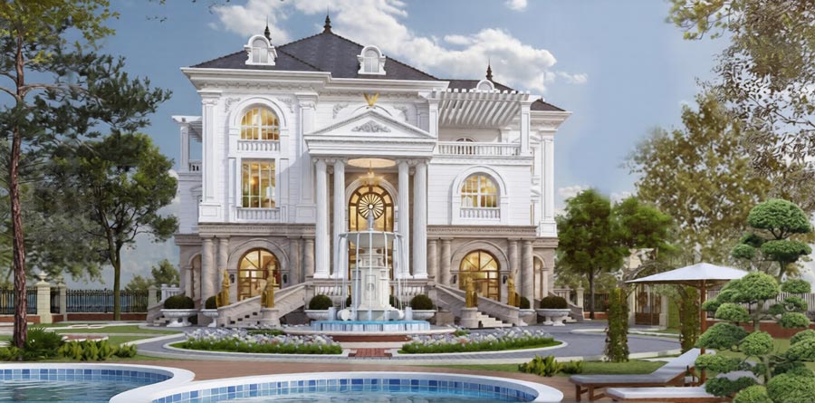 Thiết kế biệt thự kiểu Ý có hồ bơi