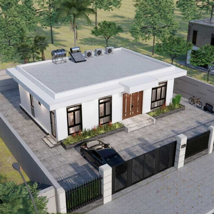 Biệt thự mái bằng dưới 500 triệu sang trọng và thoáng mát