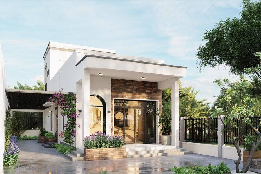 Biệt thự mái bằng dưới 500 triệu sang trọng và thoáng mát