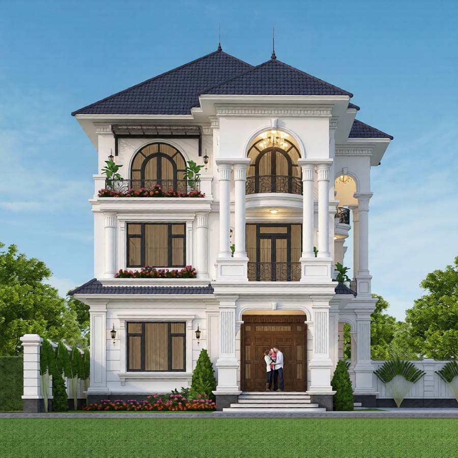 Biệt thự màu kem phong cách Scandinavian pha pastel