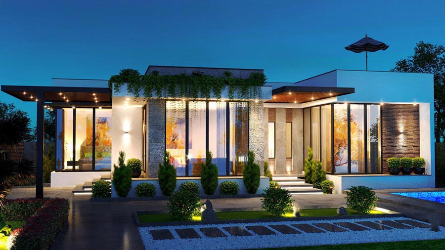 Biệt thự mini miền Tây diện tích nhỏ cho gia đình trẻ