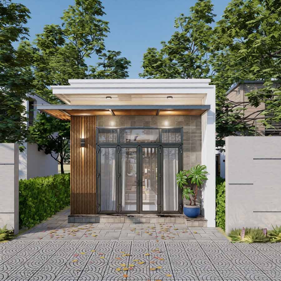 Mẫu biệt thự mini 1 tầng dưới 500 triệu phong cách hiện đại