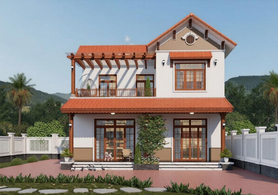 Mẫu biệt thự ngói đỏ mái Thái bề thế và kiên cố