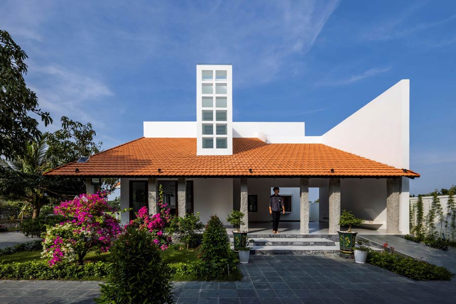 Biệt thự ngói đỏ phong cách Á Đông hiện đại