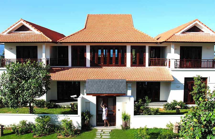 Biệt thự ngói đỏ phong cách Á Đông hiện đại
