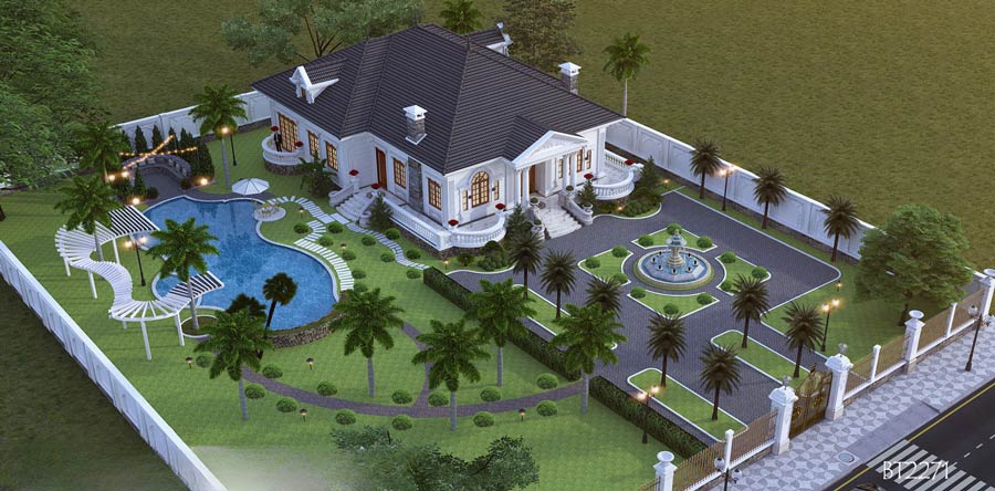 Biệt thự nhà vườn 2000m2 1 tầng phong cách resort nghỉ dưỡng