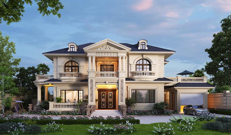 Biệt thự nhà vườn 2000m2 phong cách tân cổ điển 
