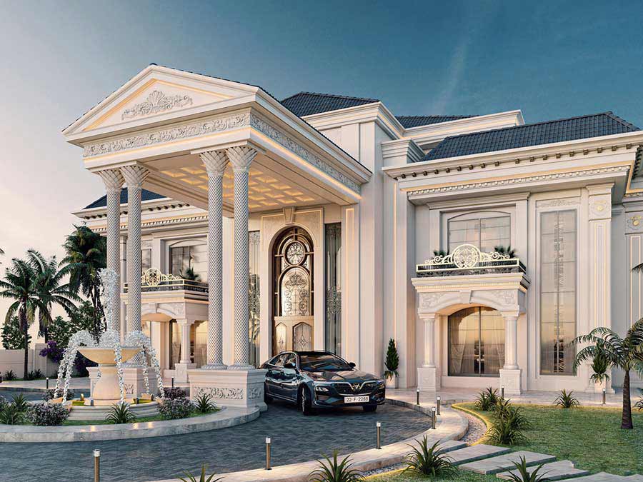 Biệt thự nhà vườn 2000m2 phong cách tân cổ điển 