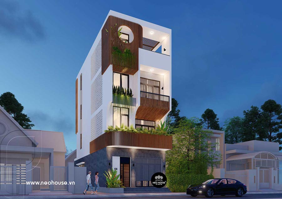 Mẫu thiết kế biệt thự phố có thang máy tối ưu diện tích