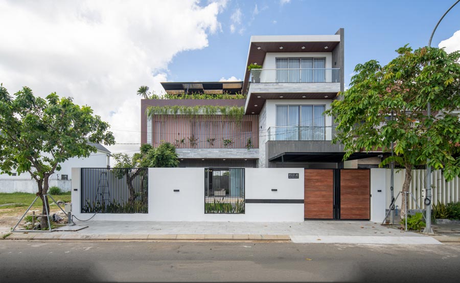 Mẫu thiết kế biệt thự xanh hình chữ L