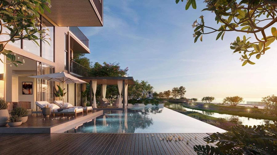 Mẫu thiết kế biệt thự xanh hồ bơi vô cực