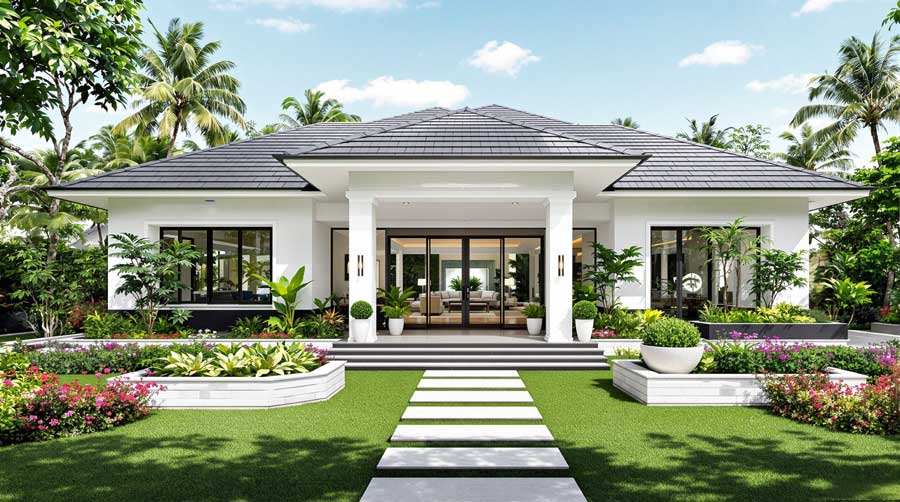 Biệt thự xanh sân vườn Á Đông