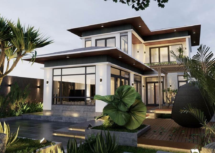 Biệt thự xanh sân vườn Á Đông