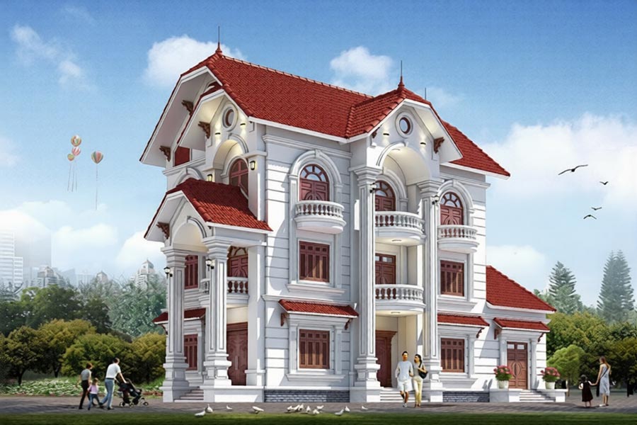 Đặc điểm kiến trúc nổi bật của biệt thự mái ngói đỏ