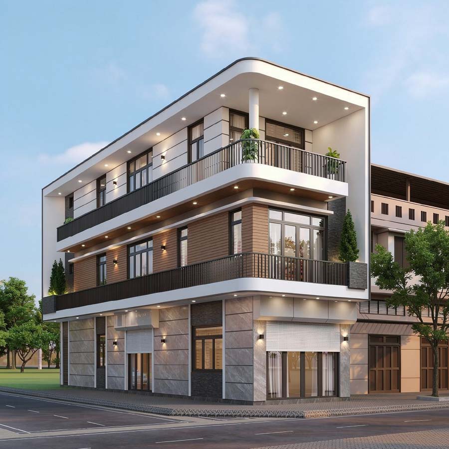 Thiết kế nhà phố 6m 3 tầng lô góc đẹp