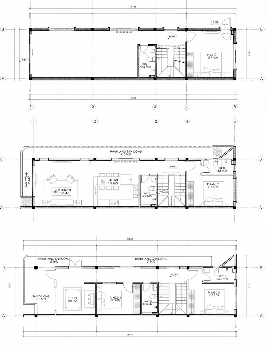 Mặt bằng công năng nhà phố 6m 3 tầng lô góc đẹp