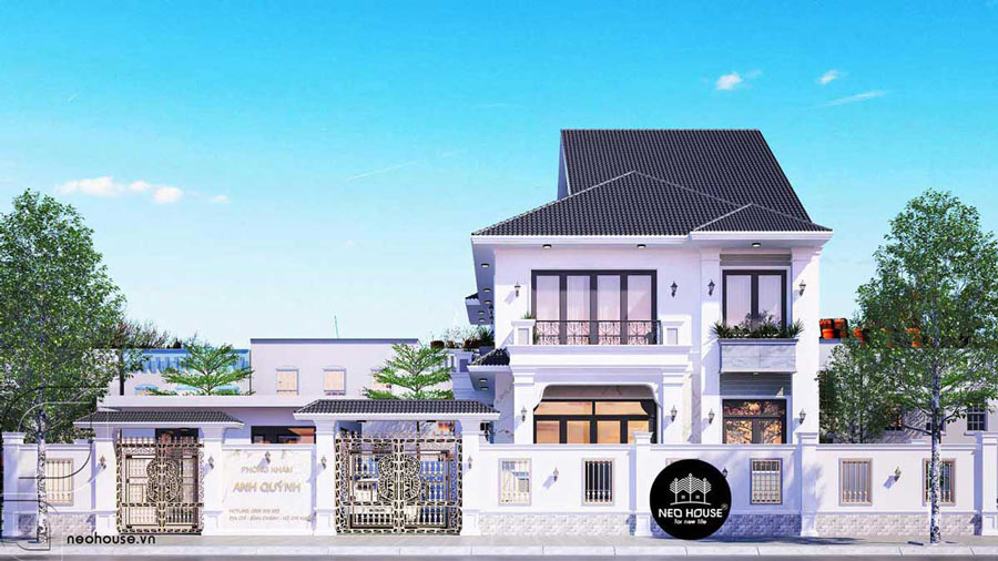 Thiết kế biệt thự 8x12m 2 tầng mái Thái