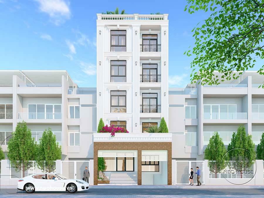 Mẫu biệt thự 8x12m 5 tầng có tầng hầm