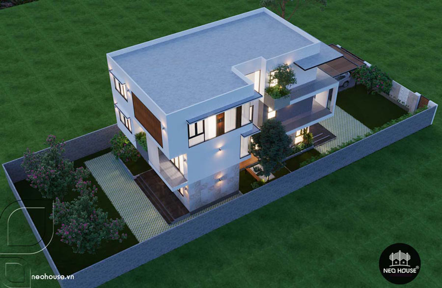 Mẫu nhà biệt thự có gara ô tô 3 tầng bố trí khoa học