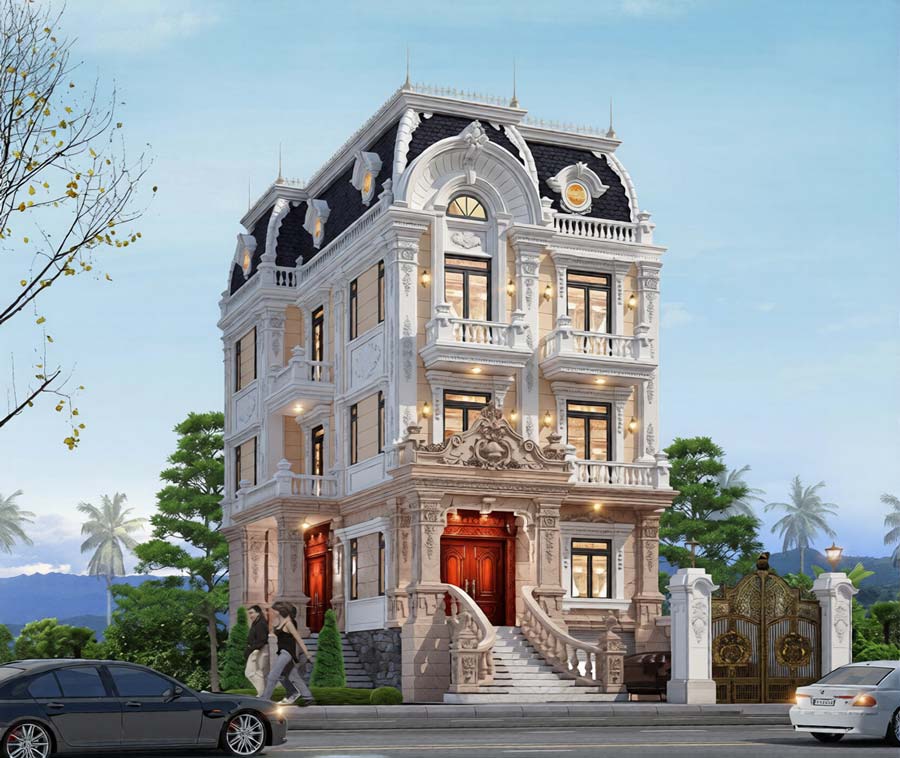 Mẫu thiết kế biệt thự 8m có tầng hầm