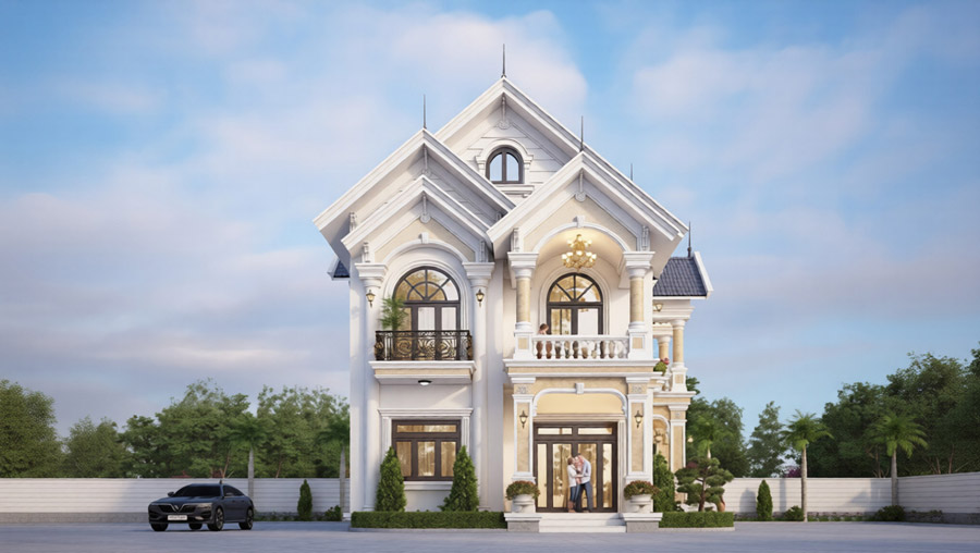 Mẫu biệt thự mặt tiền 8m mái Thái