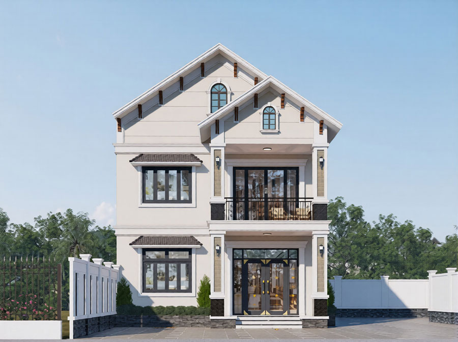 Mẫu biệt thự mặt tiền 8m mái Thái