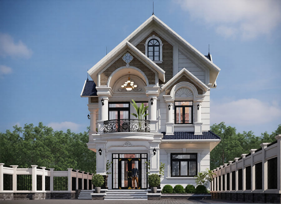 Mẫu biệt thự mặt tiền 8m mái Thái
