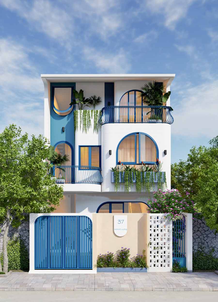 Biệt thự mặt tiền 8m phong cách Địa Trung Hải