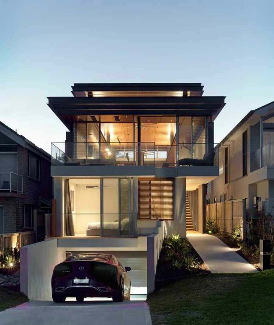 Mẫu biệt thự phố mặt tiền hẹp có tầng hầm