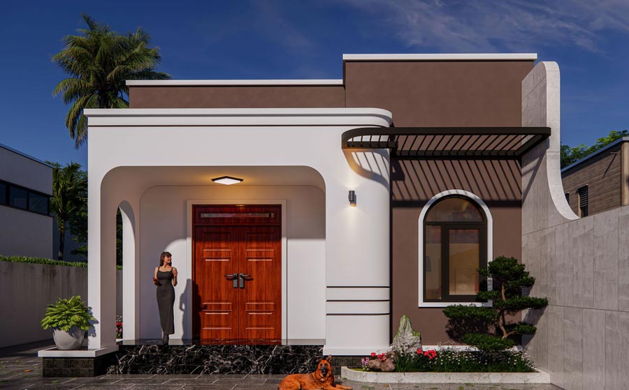 Mẫu nhà 1 tầng mái bằng 800 triệu sang trọng