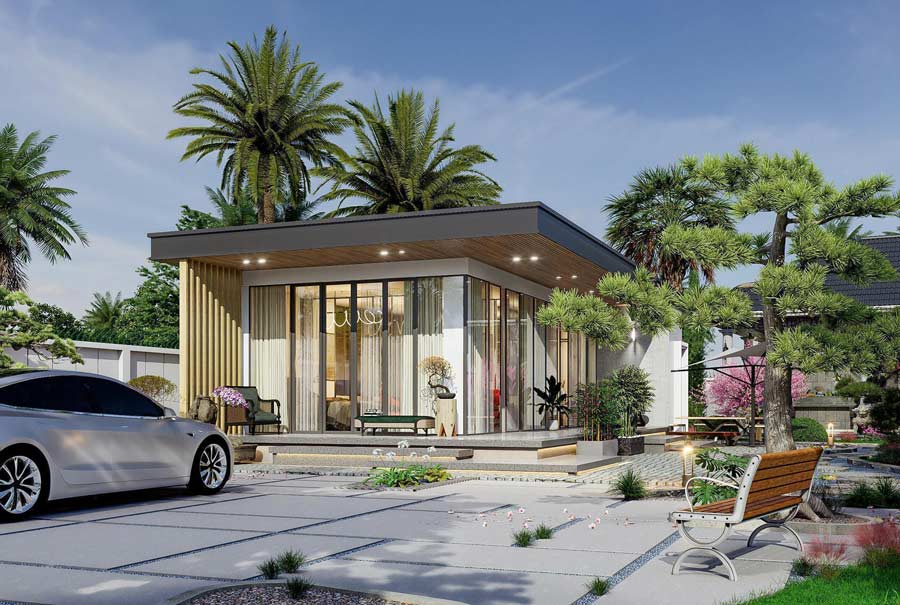 Xây nhà 800 triệu có sân vườn