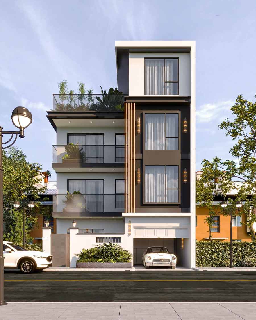 Mẫu nhà biệt thự có tầng hầm nổi