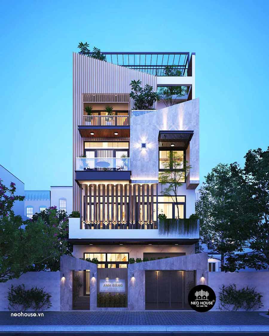 Biệt thự phố mặt tiền 7–10m, chiều sâu 12–20m