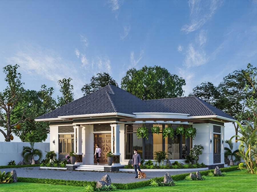 Phương án 1: Biệt thự 1 tầng 130 – 180m2