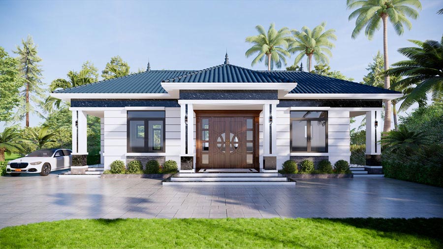 Phương án 1: Biệt thự 1 tầng 130 – 180m2