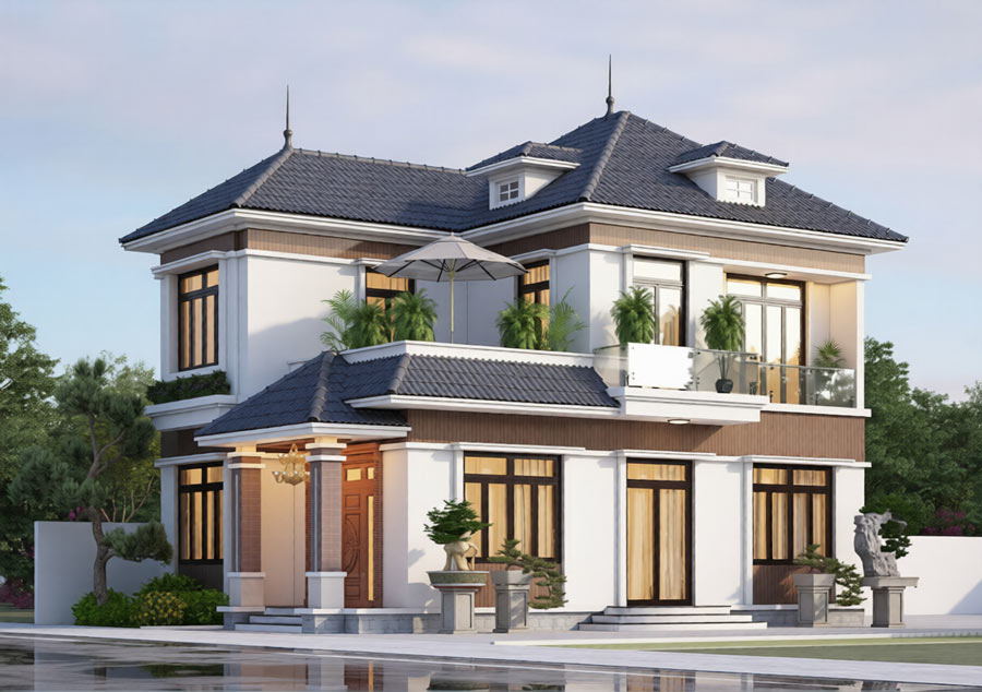 Phương án 3: Biệt thự 2 tầng 100m2 – 120m2