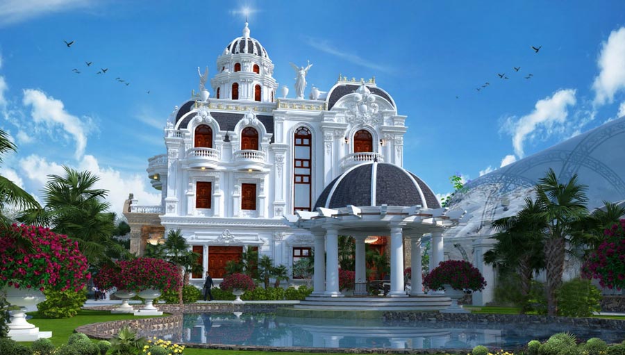 Mẫu thiết kế lâu đài 6 phòng ngủ