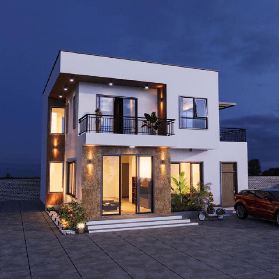 Thiết kế nhà 2 tầng hiện đại 800 triệu