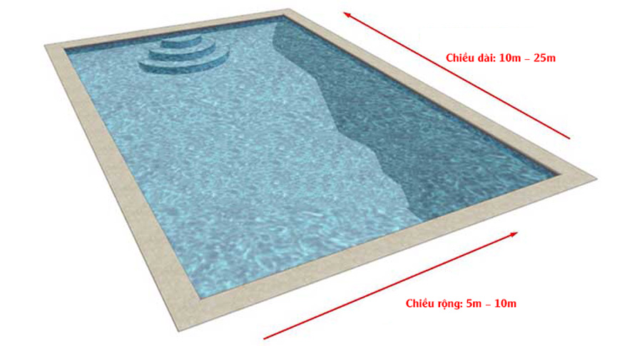 Chiều dài và chiều rộng hồ bơi biệt thự