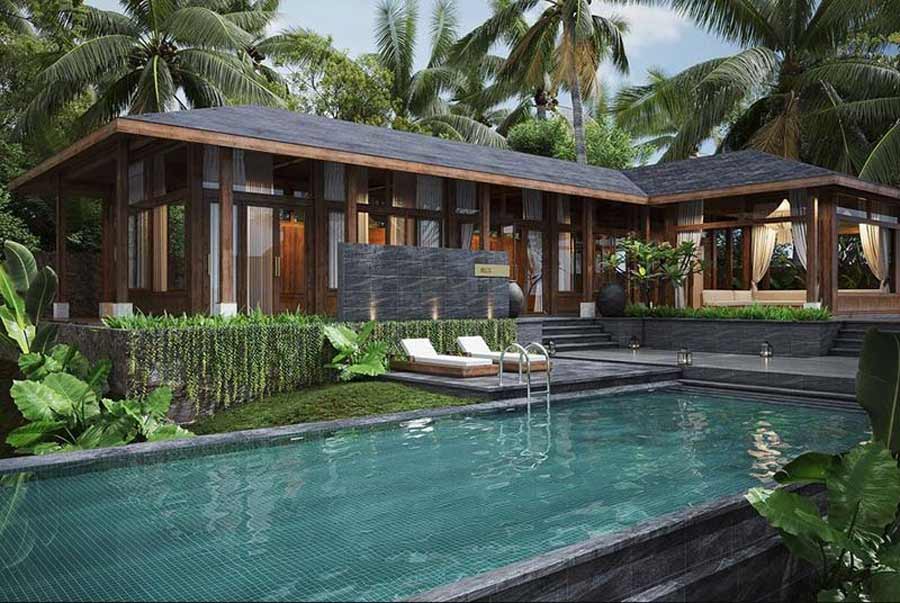 Biệt thự 1 tầng có bể bơi hình chữ nhật