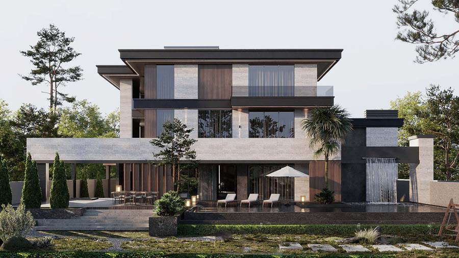 Mẫu biệt thự 3000m2 hiện đại sân vườn