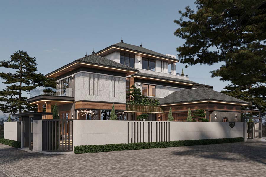 Biệt thự mái Nhật 3000m2 2 tầng