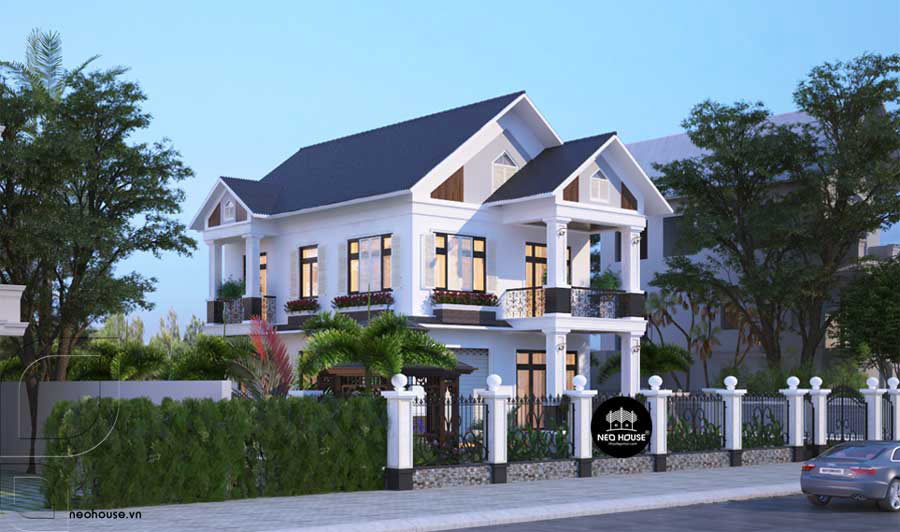 Mẫu thiết kế biệt thự mái dốc 200m2 – 250m2