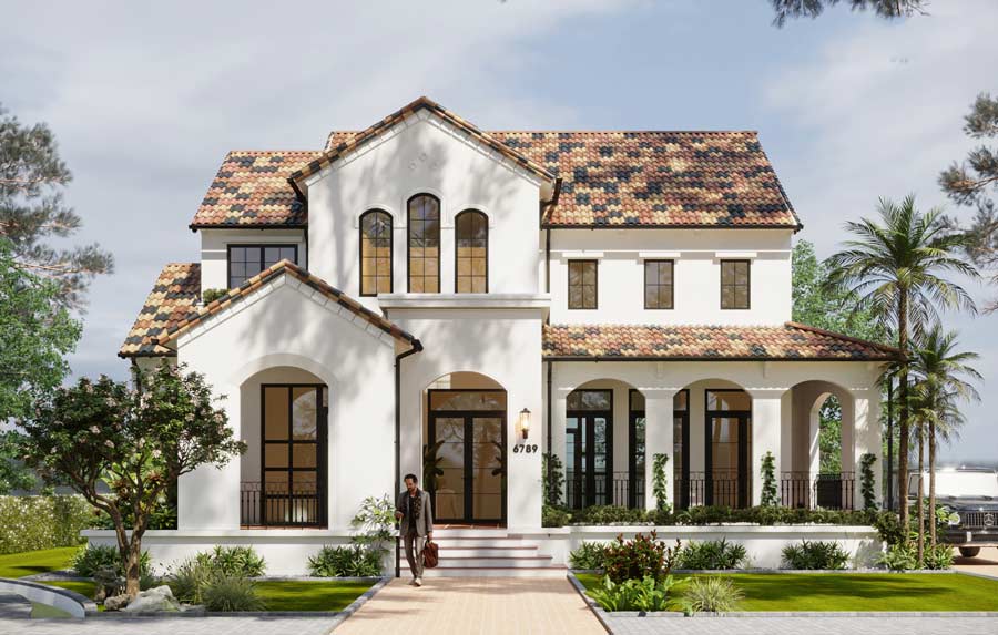 Mẫu biệt thự mái dốc Địa Trung Hải