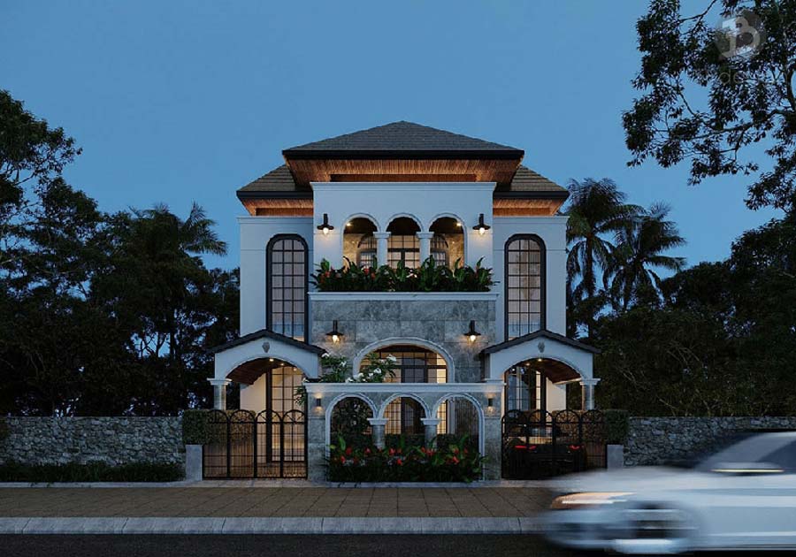 Thiết kế biệt thự mái dốc Indochine